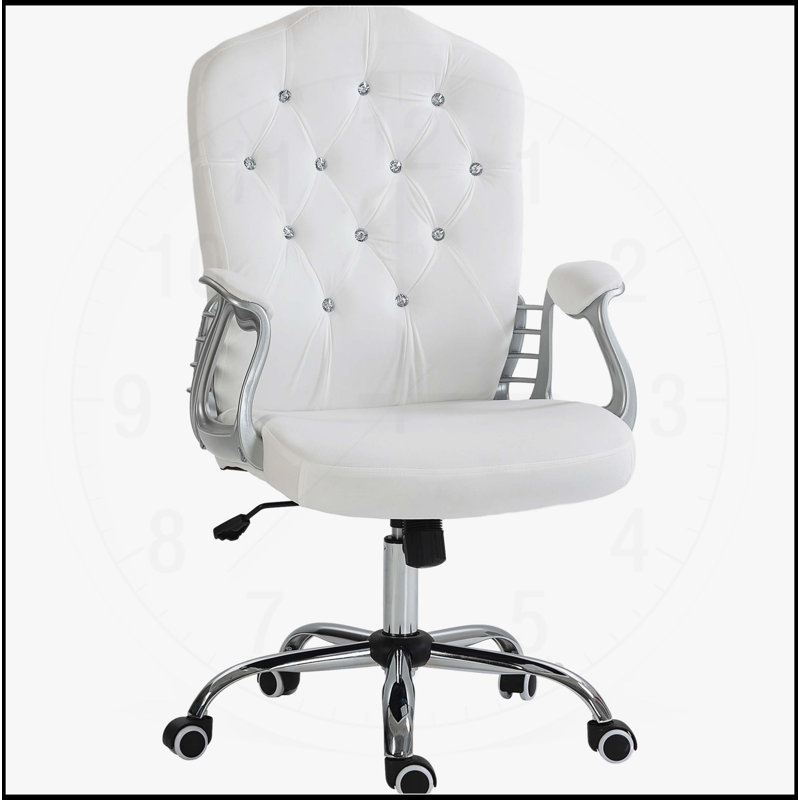 Chaise de bureau confortable avec capitonnage à boutons, roues pivotantes, hauteur réglable et fonction d'inclinaison pour une expérience de travail améliorée