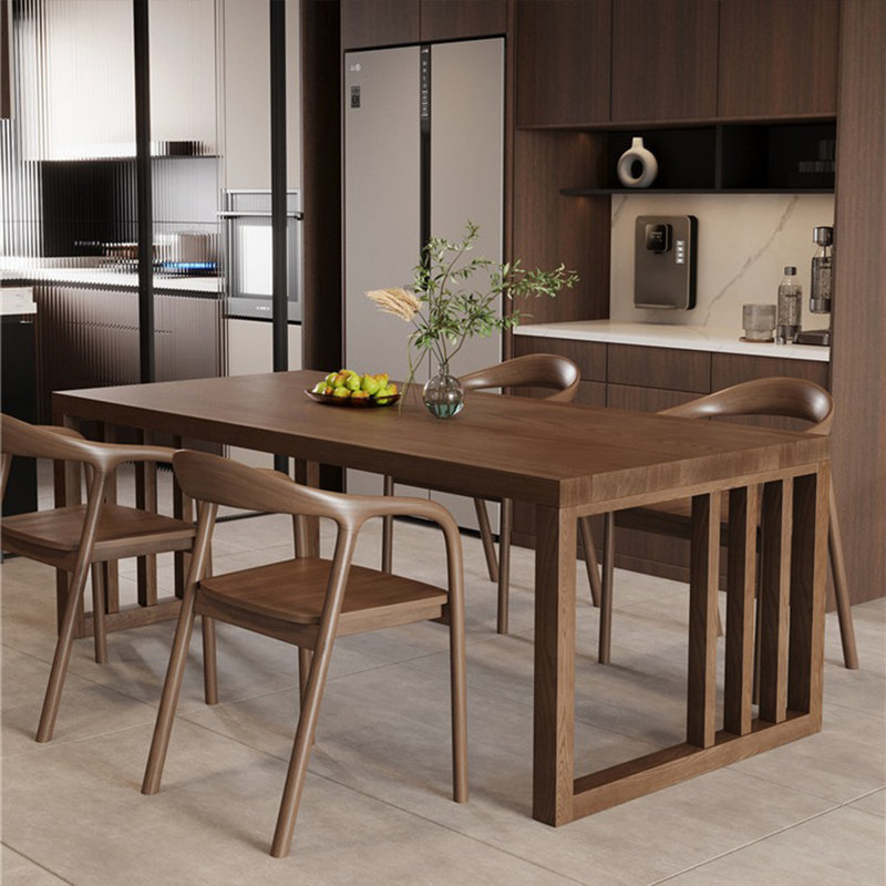 Simple Rectangular Solid Wood Dining Table Sets, 29.5"H x 70.8"L x 31.5"W