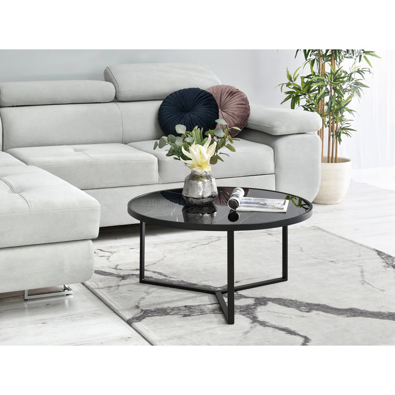 Adama Abstract Coffee Table, Black marble-black