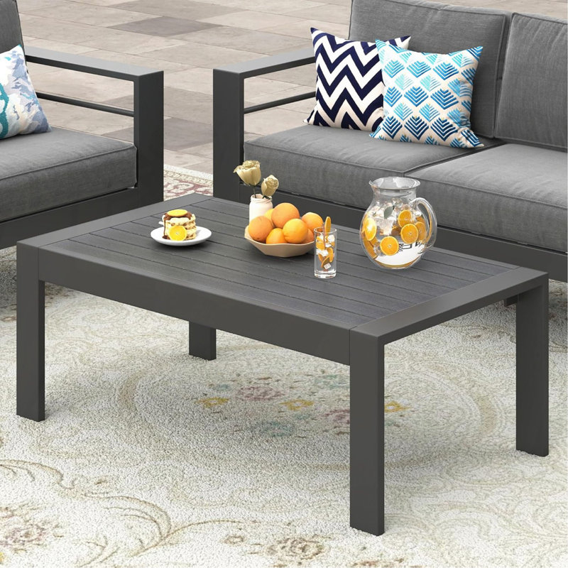 Table basse d'extérieur en aluminium 43 po, Gris