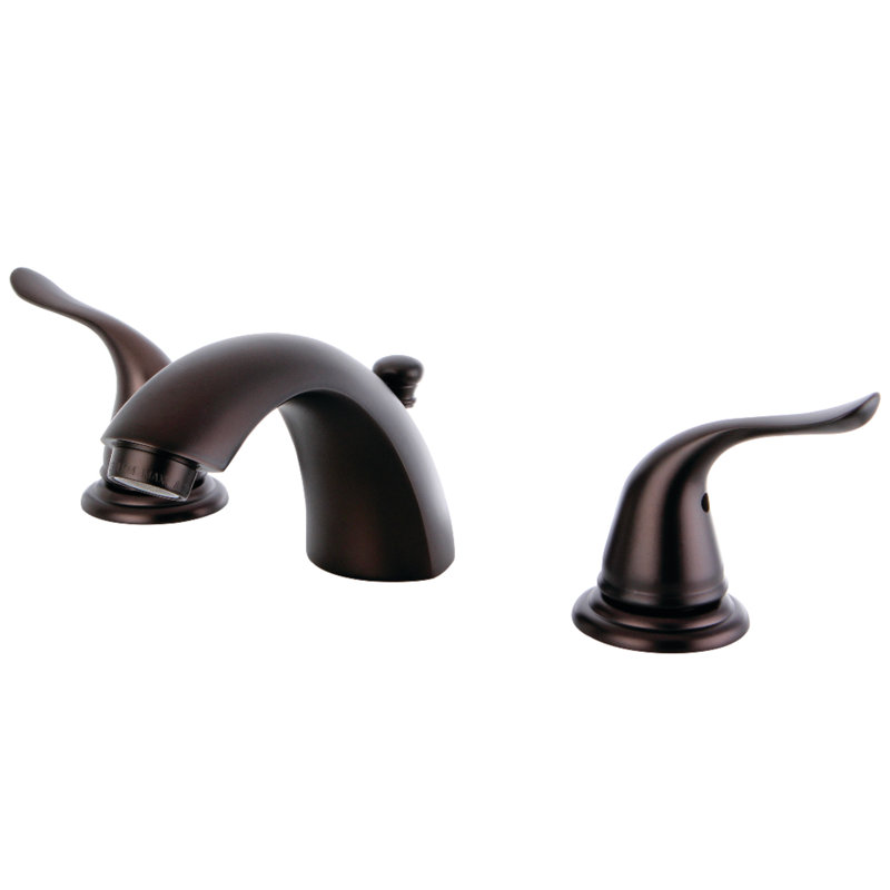 Kingston Brass Yosemite Two-Handle 3-Hole Deck Mount Mini-Widespread Bathroom Faucet with Plastic Pop-Up, Oil Rubbed Bronze