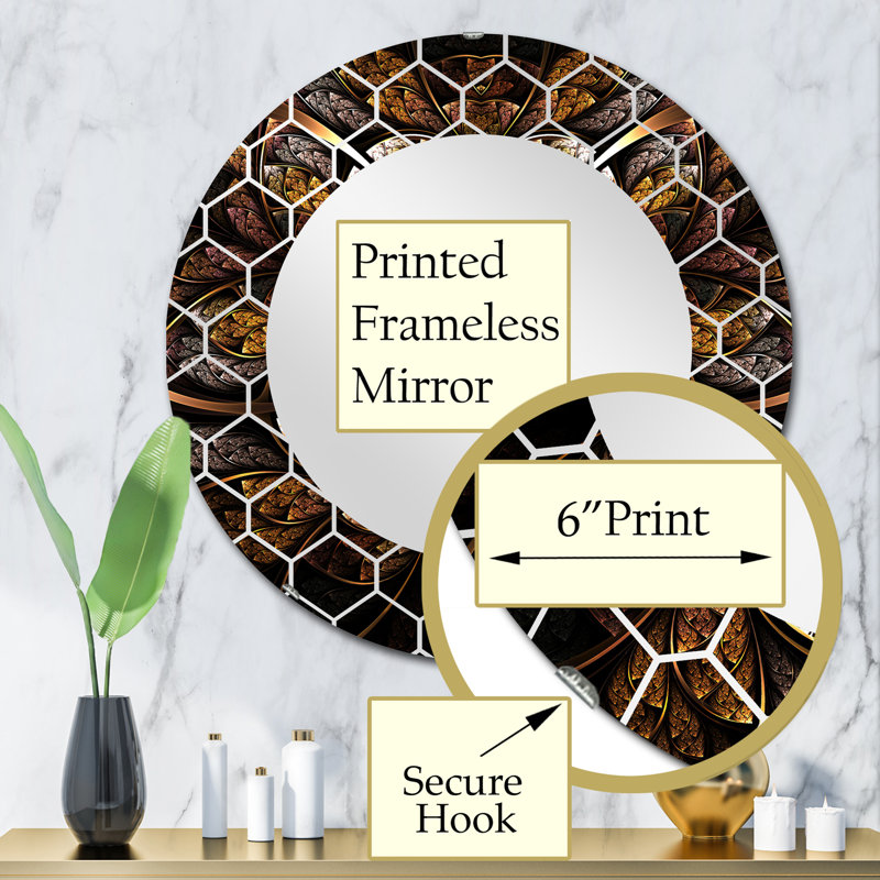 Lumineux et lumineux fleur fractale - miroir mural moderne, 32 po x 32 po