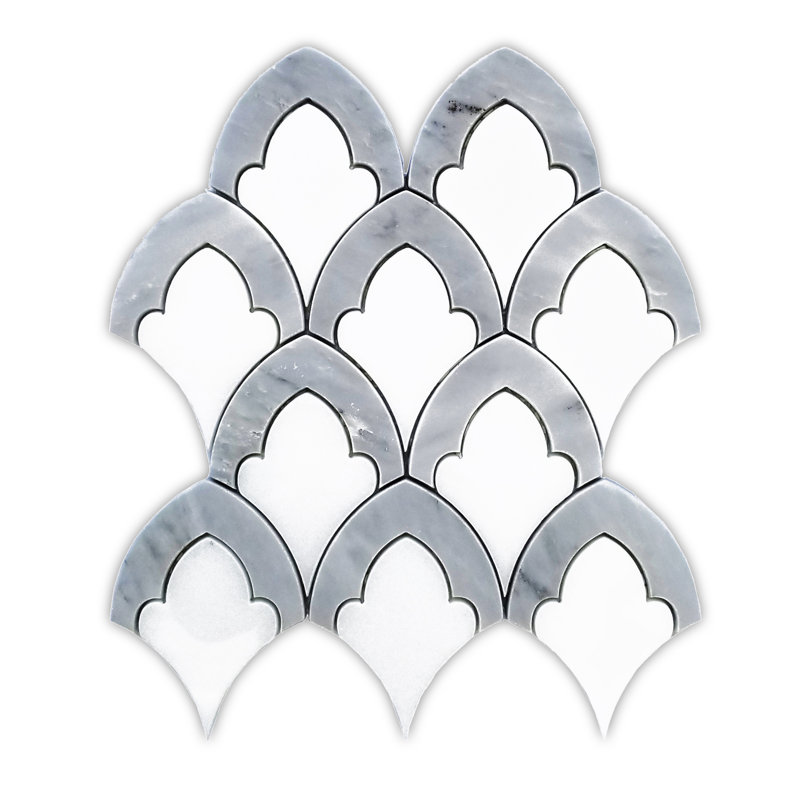 10" x 10" Marble/Glass Fish Scale Mosaic Wall & Floor Tile