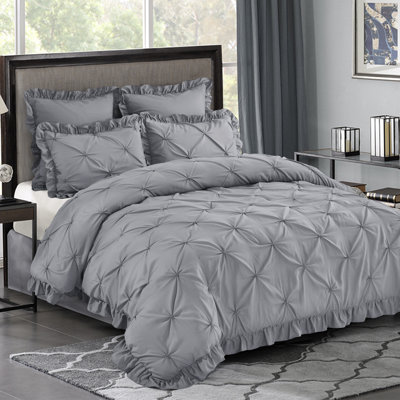 Ensemble d'édredon 5 pièces princesse romantique Pintuck