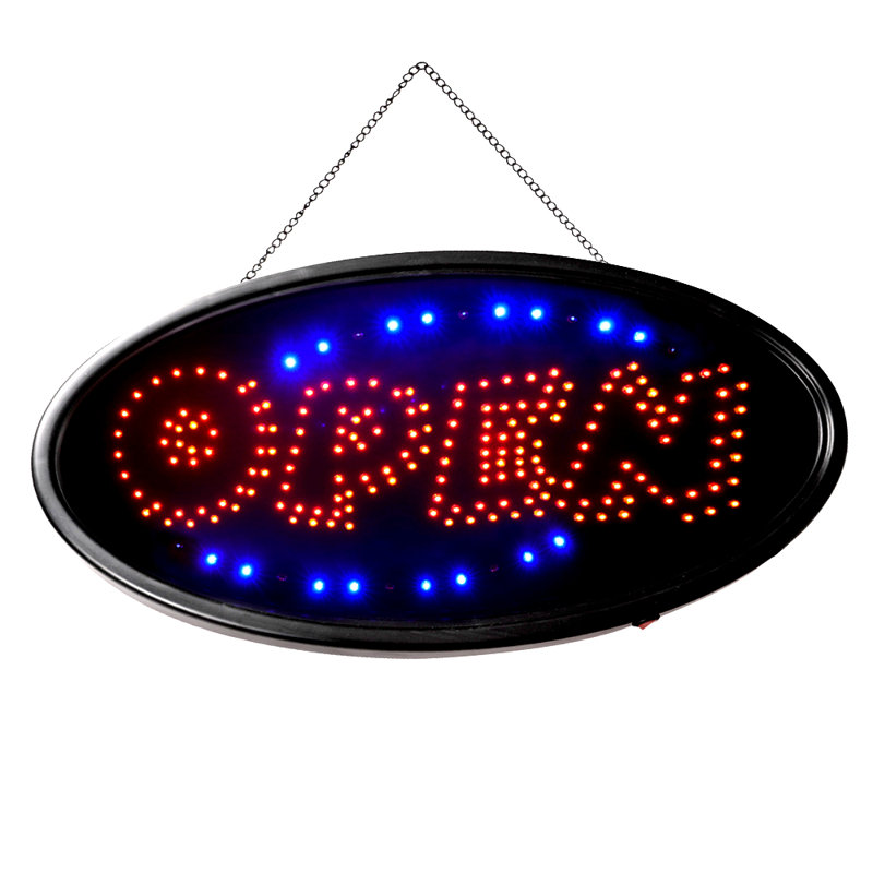 Enseigne lumineuse del « motion Open » animée néon