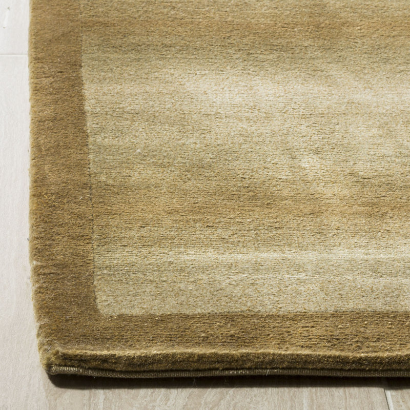 Hand-Knotted Geometric Wool and Silk 8' x 10' Rug