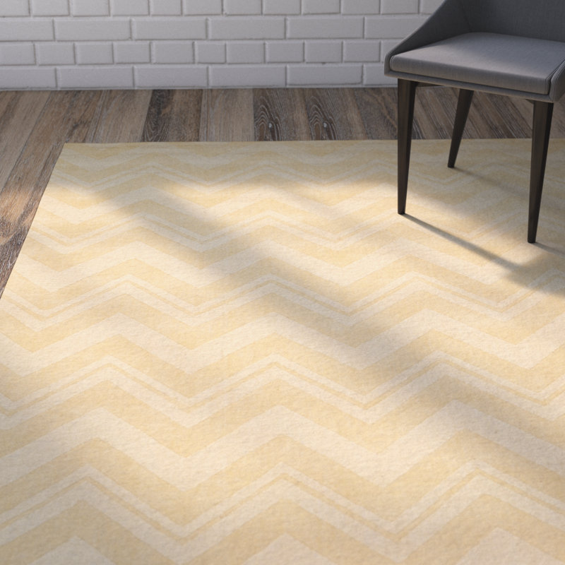 Tapis en laine tissé à la main à motif de chevrons or Scanlan, Carré 6 pi