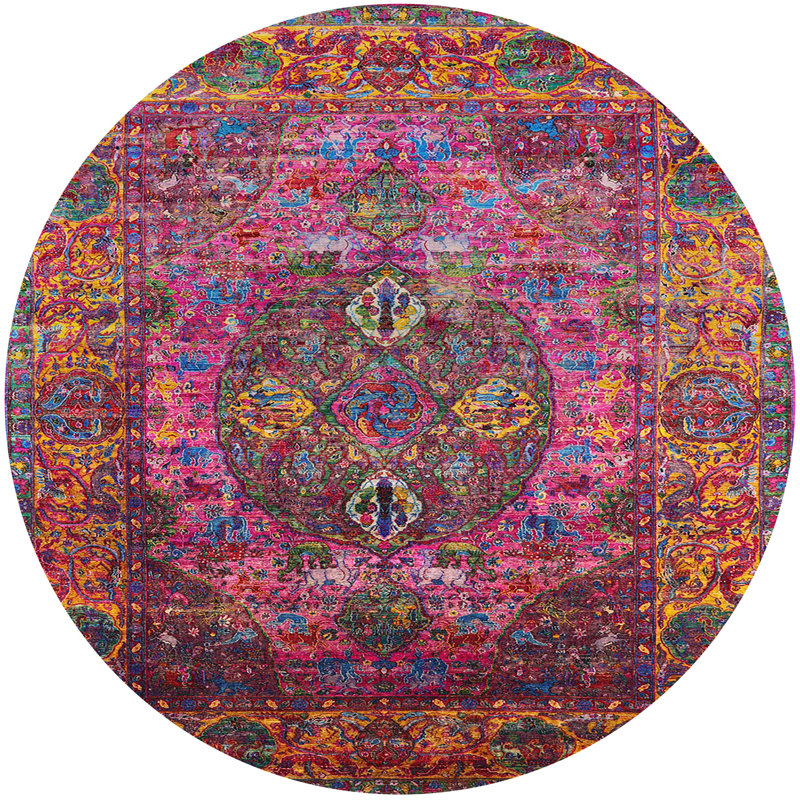 Tapis 100% Mid-Century moderne lavable à la machine 1539, Rond 7 pi