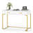 40” White And Gold Computer Desk With 2 Drawers