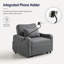 Canapé-lit convertible 3 en 1 gris foncé avec dossier réglable, support pour téléphone et port USB-C ; convient à divers petits appartements.-940671906