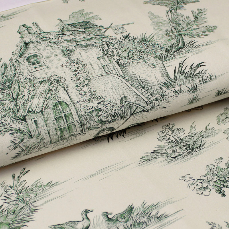 Ensemble d'édredon en coton Toile De Jouy, Édredon très grand super + 2 taies décoratives, Vert