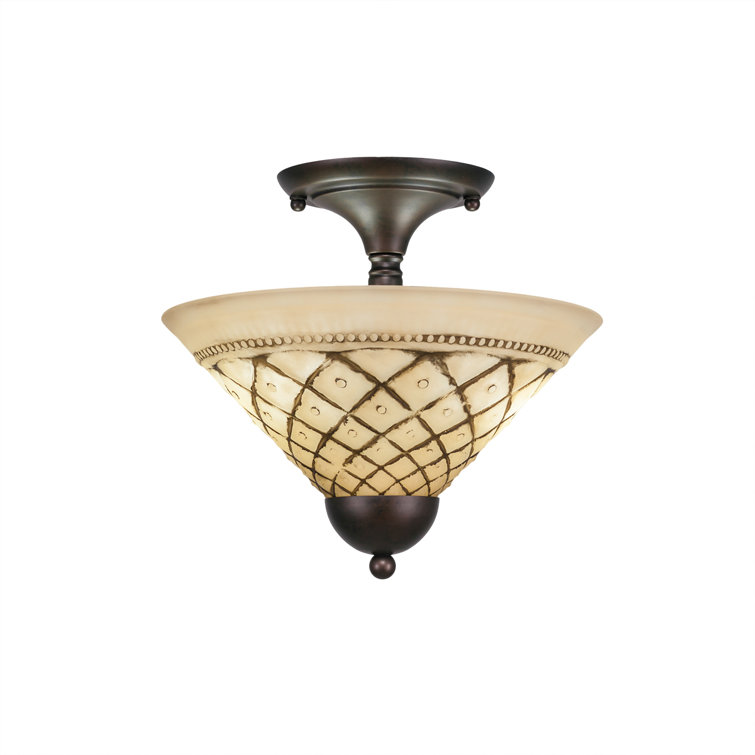 Semi-Flush 2 Bulbs With 12" Chocolate Icing Glass