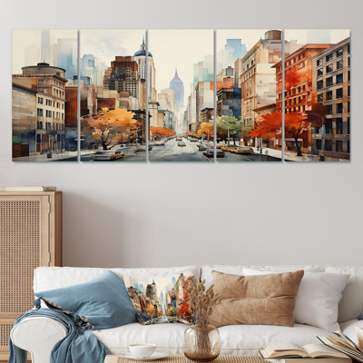 Autumn New York City Breeze II - New York 5 Piece Wall Art