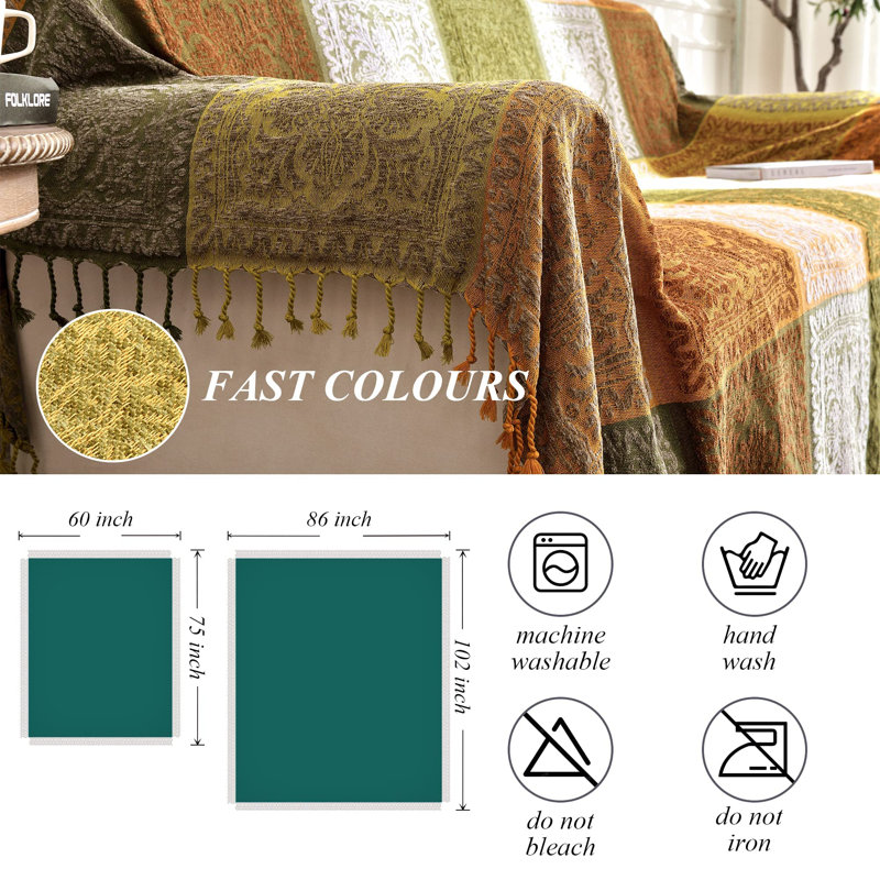 Evelyn Sofa Slipcover, 220cm H x 260cm W, Green/Brown/White