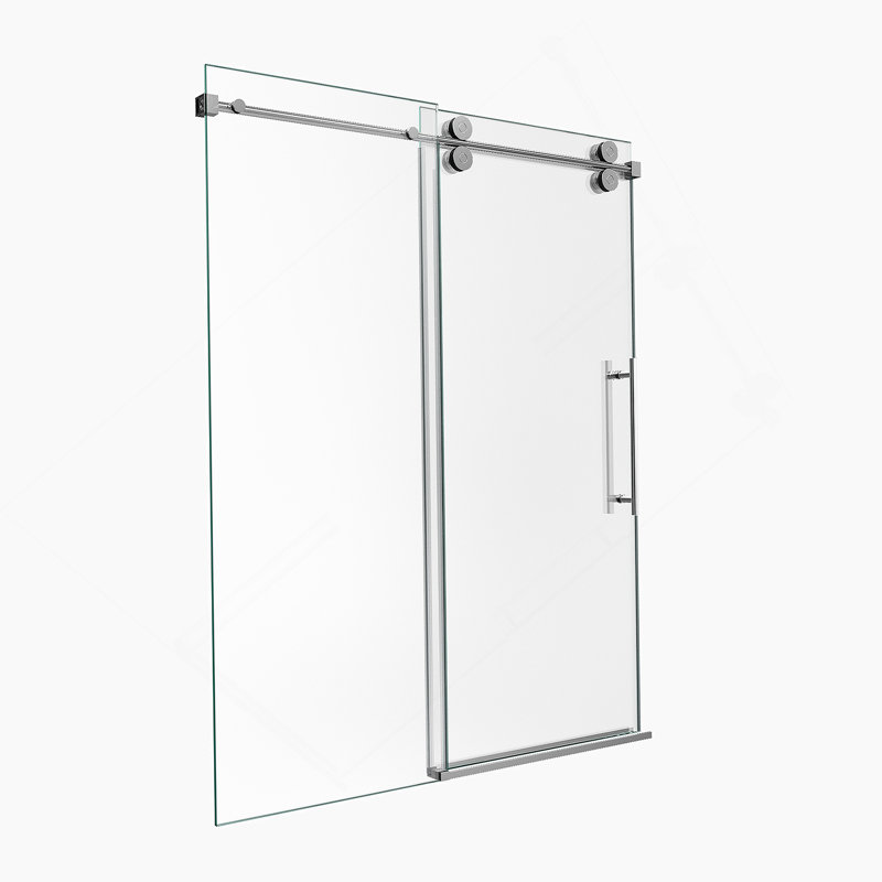 44"-48"W*76" H Frameless Single Sliding Shower Door – 5/16" (8Mm) Clear Tempered Glass, Bypass Design With Chrome Finish