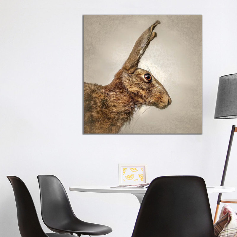 « Hare » par Mark Gemmell-impression d’art graphique, Pas de tapis, H 37 po x l 37 po x P 1,5 po, Toile tendue