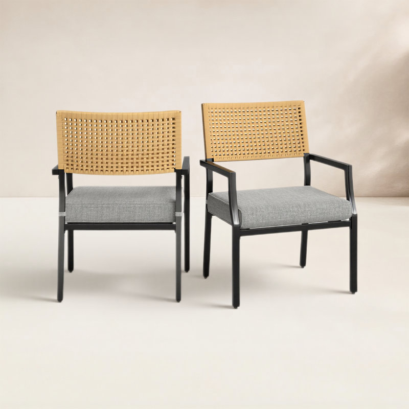 Fauteuil en acier tressé avec coussin Aiden, 2