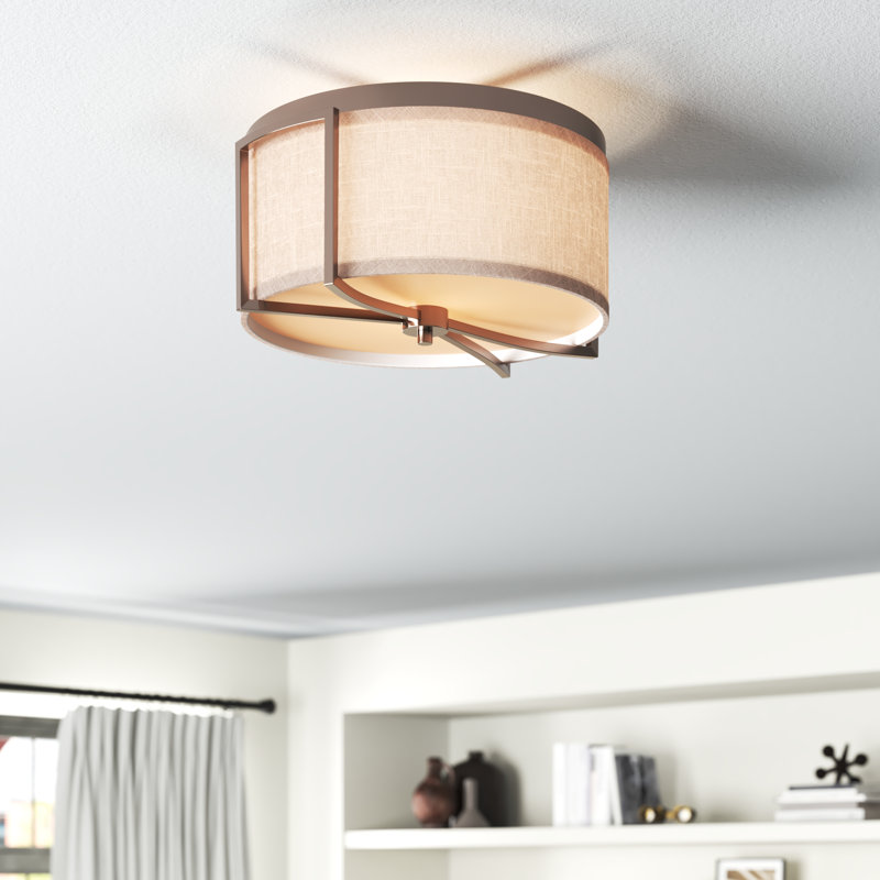 Addyson Flush Mount, Hazel Bronze / Khaki Fabric