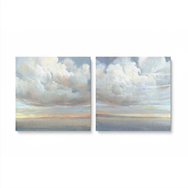 Ensemble de 2 couches de lumière et de nuages, H 24 po x l 48 po, Toile tendue