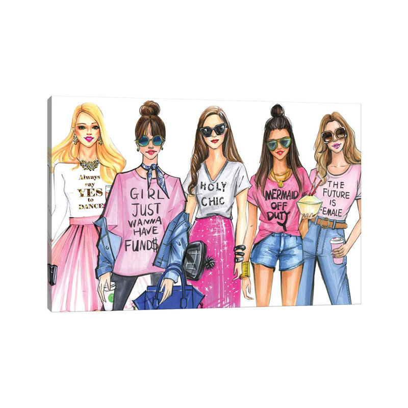 Fashionistas Love Pink by Rongrong DeVoe - Wrapped Canvas Print, 20.32 cm H x 30.48 cm W