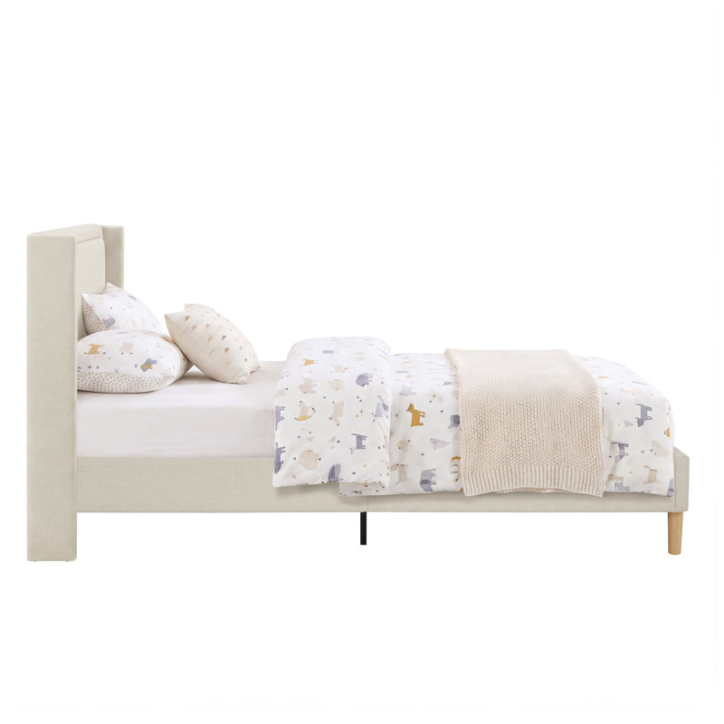 Lit simple tapissier Callie Kids, Cream Linen