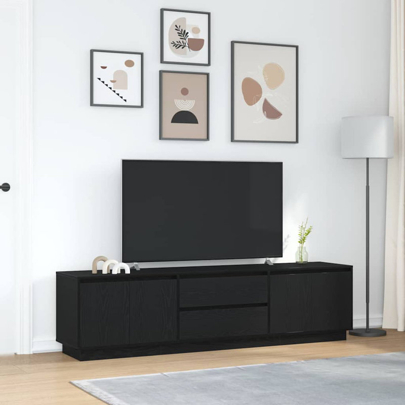 Latitude TV Cabinet with LED Lights 193.5x41x50 cm, Black Oak