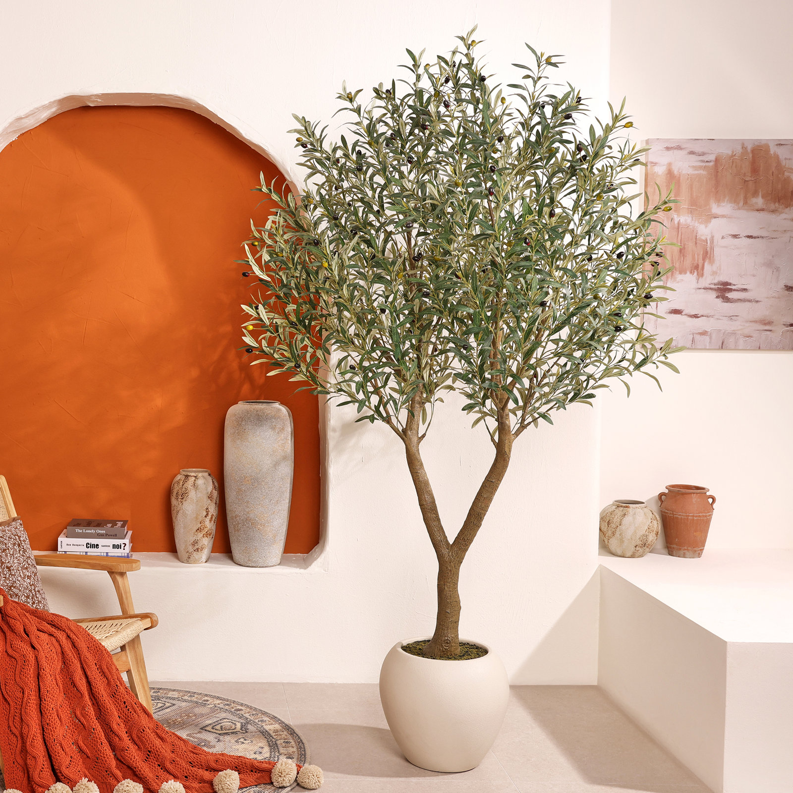 Tasmin Artificial Olive Tree in White Planter, 84