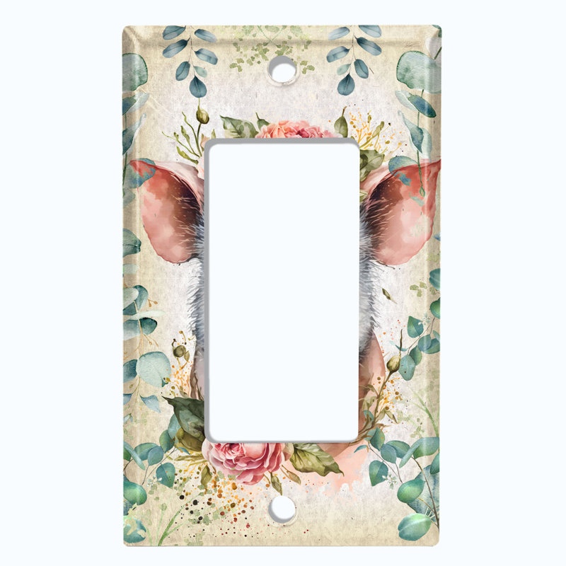 Plaque murale berçante mignonne cochon avec tête de fleur