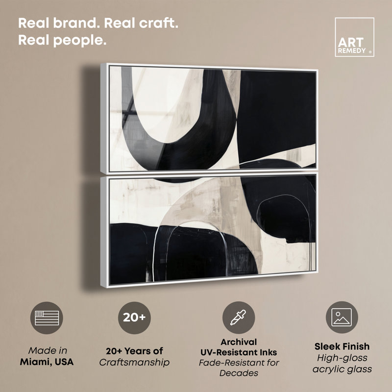 Ensemble d'art mural pour salon « Shadowed Arch III », impression acrylique encadrée, par Art Remedy, cadre blanc, 44 x 22 pouces