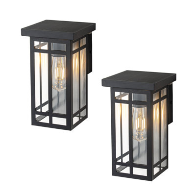 Black Solar Outdoor Wall Light With Led Bulb Included