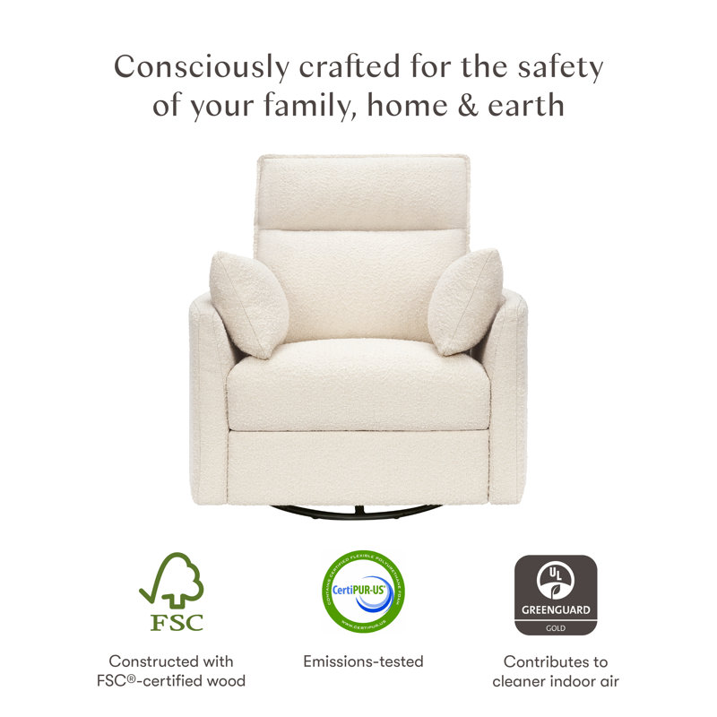 Nori Extra Wide Electronic Recliner and Swivel Glider with USB port, Performance Ivory Boucle