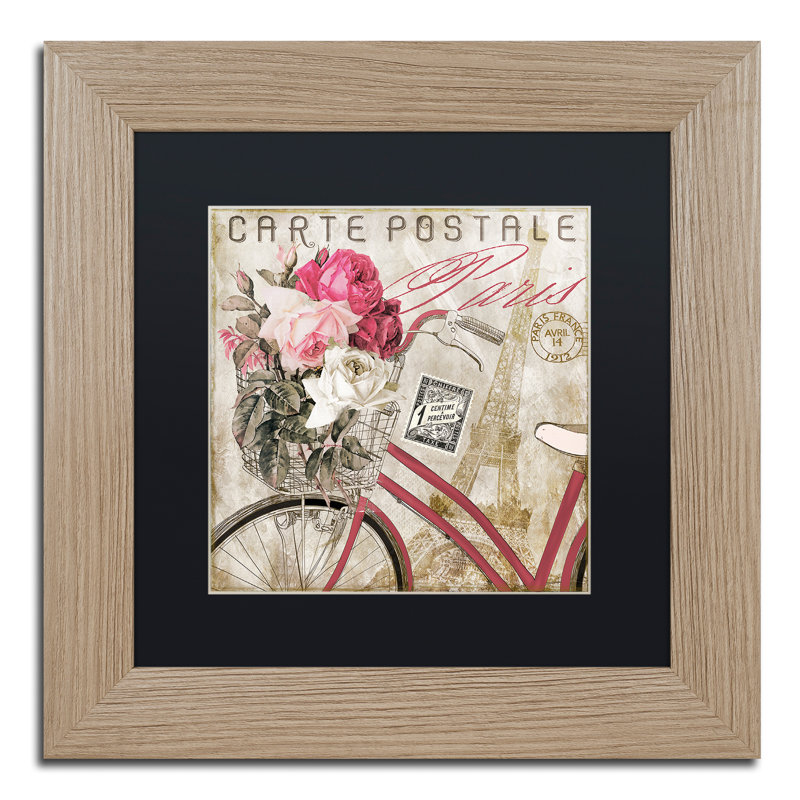 Jadaya «Postale Paris I», impression encadrée, H 11 po x l 11 po, Noir, Toile avec cadre noir