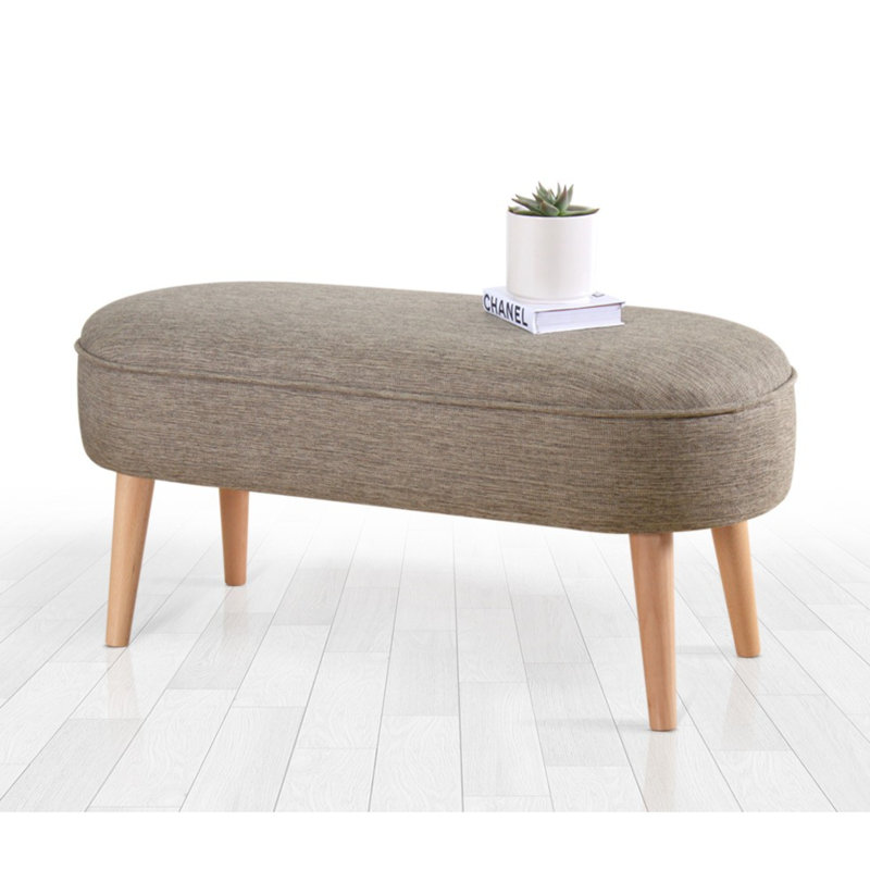 Pouf bohémien avec pieds en bois, couleur café, 39,4 x 18,5 x 15,7 pouces | Housse 100% lin, éponge orthopédique 35 po. Parfait pour les décors scandinaves et d'hôtel, sièges élégants et confortables