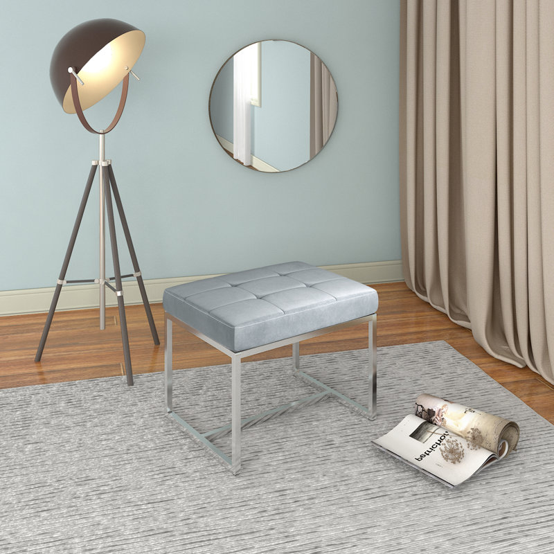 Jacques Steel Accent Stool, Silver Grey