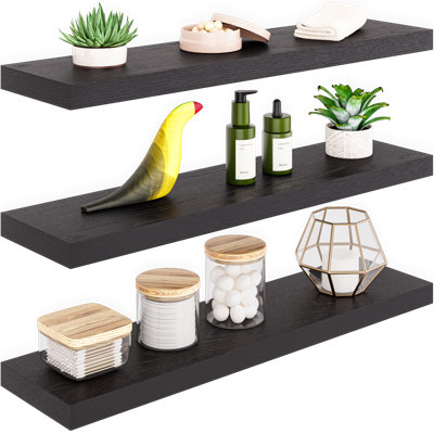 Sydney 16" Floating Shelves, Wood Hanging Wall Mount Shelves, 6" Depth