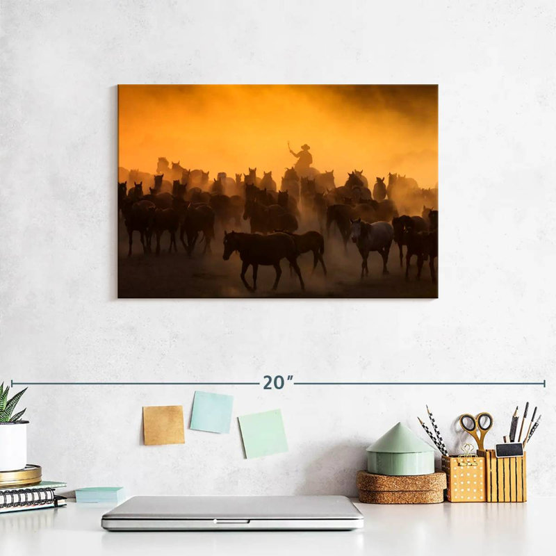 Lelar Herding Horses, 8" H x 12" W