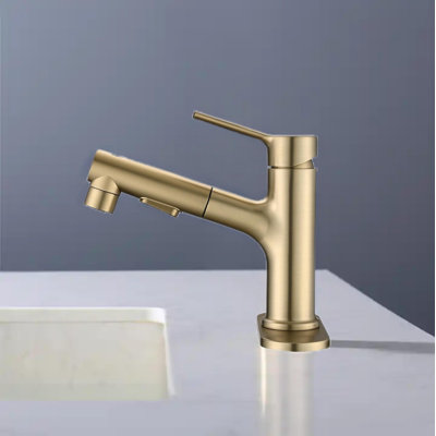 Single Handle Modern Bathroom Basin Faucet With Pop-up Sink Drain Stopper & Deck Plate