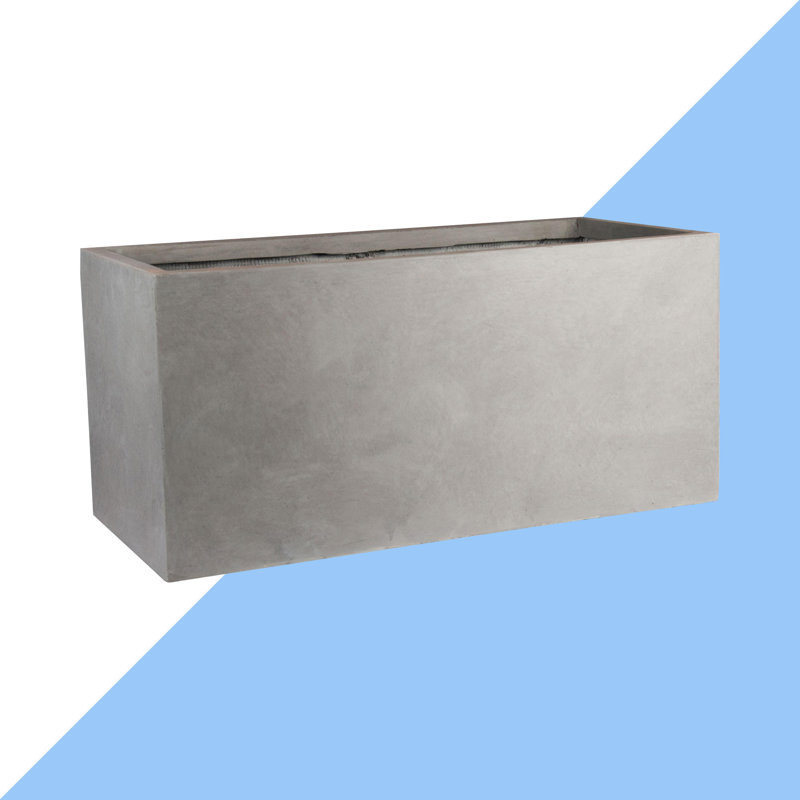 Frostproof, Concrete Effect Garden Planter Pot with Drainage Holes, 30cm H x 60cm W x 30cm D, Grey