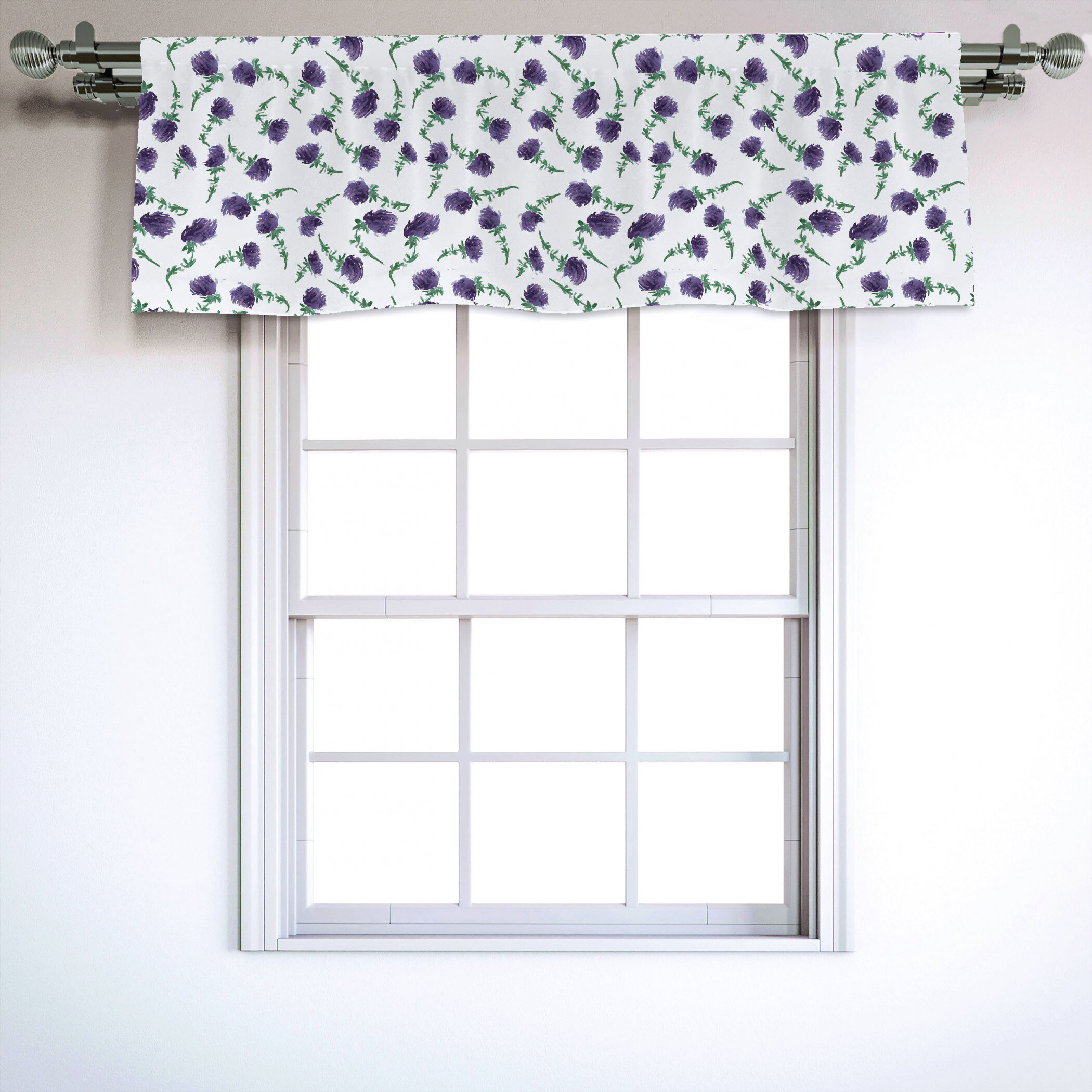 East Urban Home Floral Sateen Ruffled 54'' W Window Valance in | Wayfair