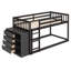 Lit simple superposé au-dessus avec compartiments de rangement supplémentaires - 4 tiroirs et 3 tablettes et look pour chambre à coucher-2134976817-2134976823