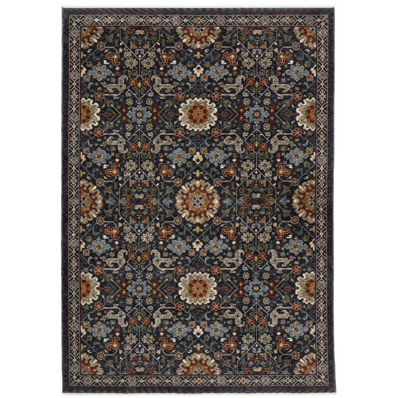Tapis bleu / brun Hovis Southwestern, Rectangle 6 pi 7 po x 9 pi 6 po