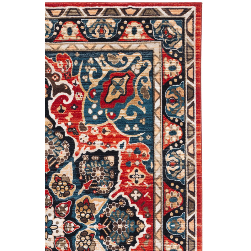 Tapis oriental noir / rouge Manado, Tapis de couloir 2 pi 2 po x 9 pi