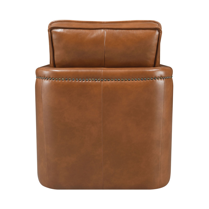 Chaise pivotante en cuir brun Rocha