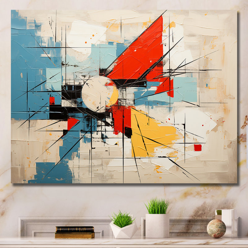 «Geometric Colorful Atmosphere I», formes abstraites sur toile, Toile tendue, H 30 po x l 40 po x P 1,5 po