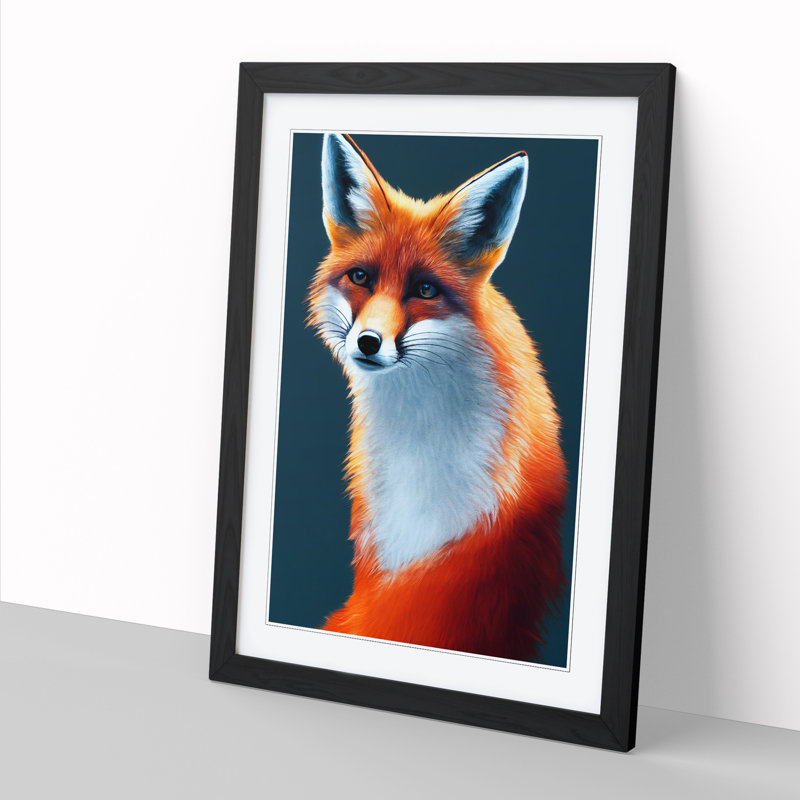 FRM-V0523-1038X Fox Portrait Vol.4 - Single Picture Frame Print, Black Framed, 46cm H x 34cm W x 2cm D