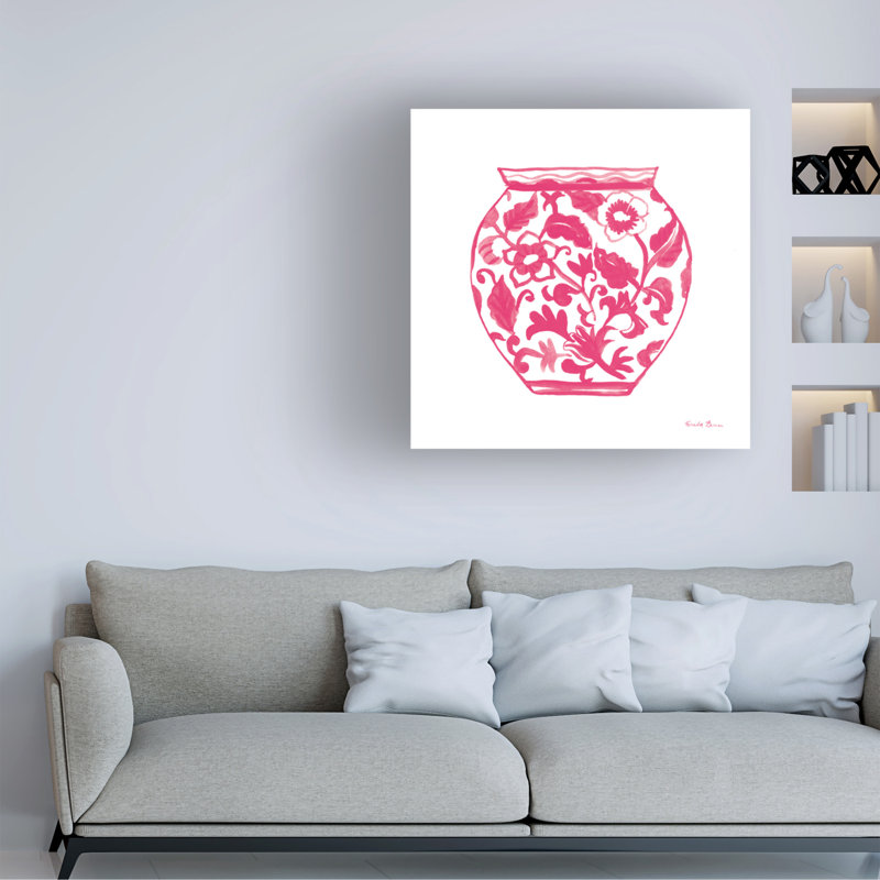 Art sur toile «Chinoiserie I Pink» par Farida Zaman, H 24 po x l 24 po x P 2 po