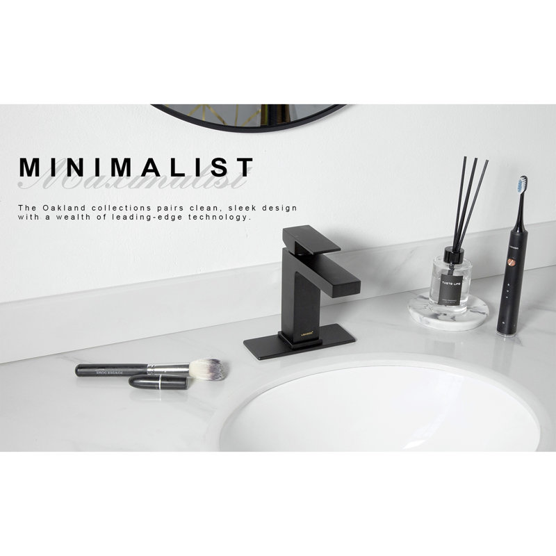 Matte Black Single Handle Brass Bathroom Faucet with Drain Assembly