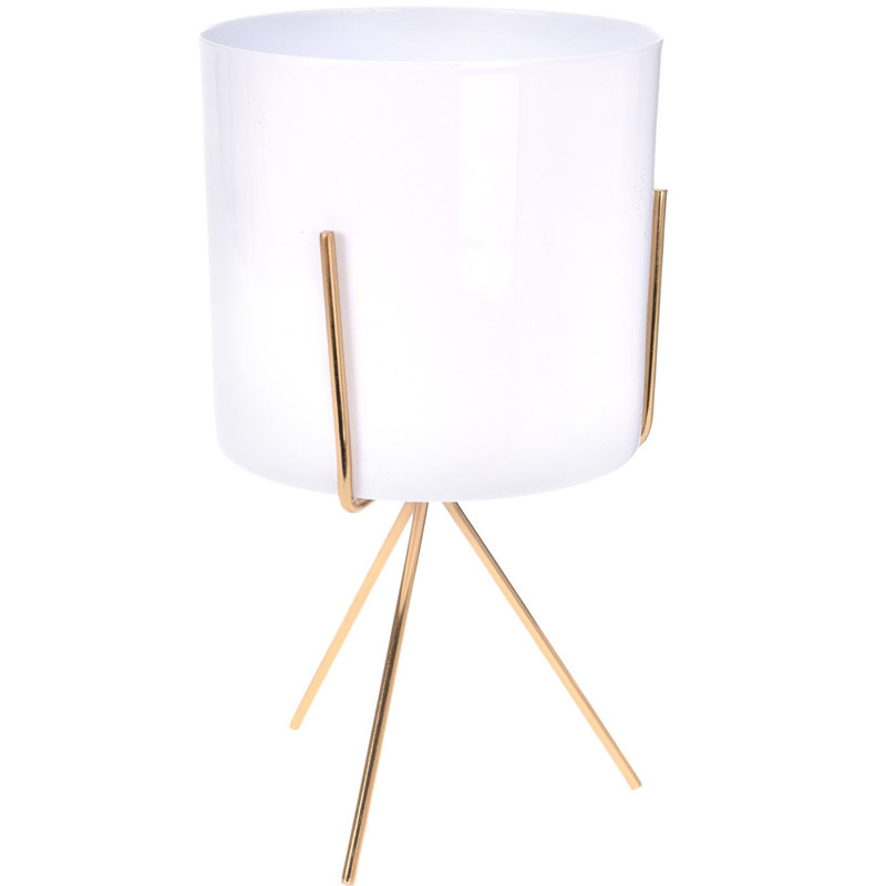 Allare Metal Cachepot, White, 12cm H x 23cm W x 12cm D