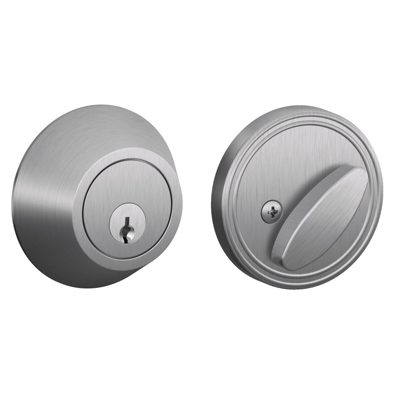J Series Single Cylinder Deadbolt with Rosette, Satin Chrome, Yes