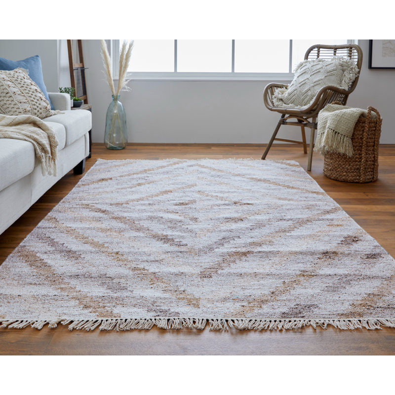 Bunde Transitional PET Yarn Beige/Gray Rug, 3''-6" X 5''-6" Accent Rug, Rectangle 5' x 8'